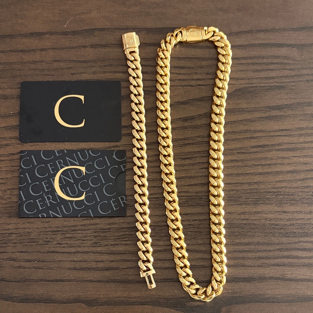 Cernucci Fashion Gold Chain Bracelet Set